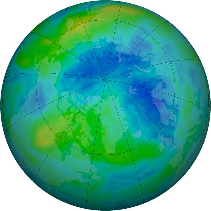 Arctic ozone map for 01 October 2004